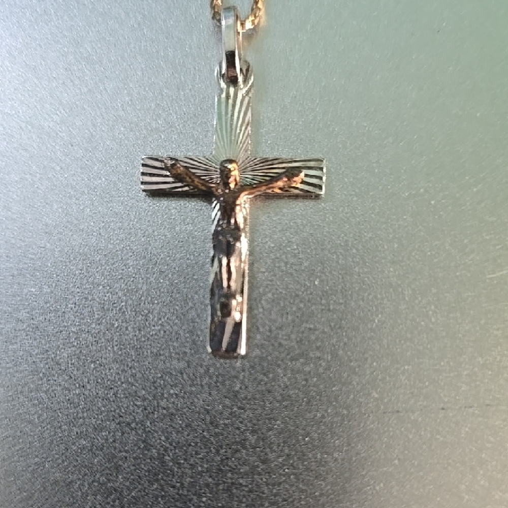 Silver and Gold Crucifix Pendant